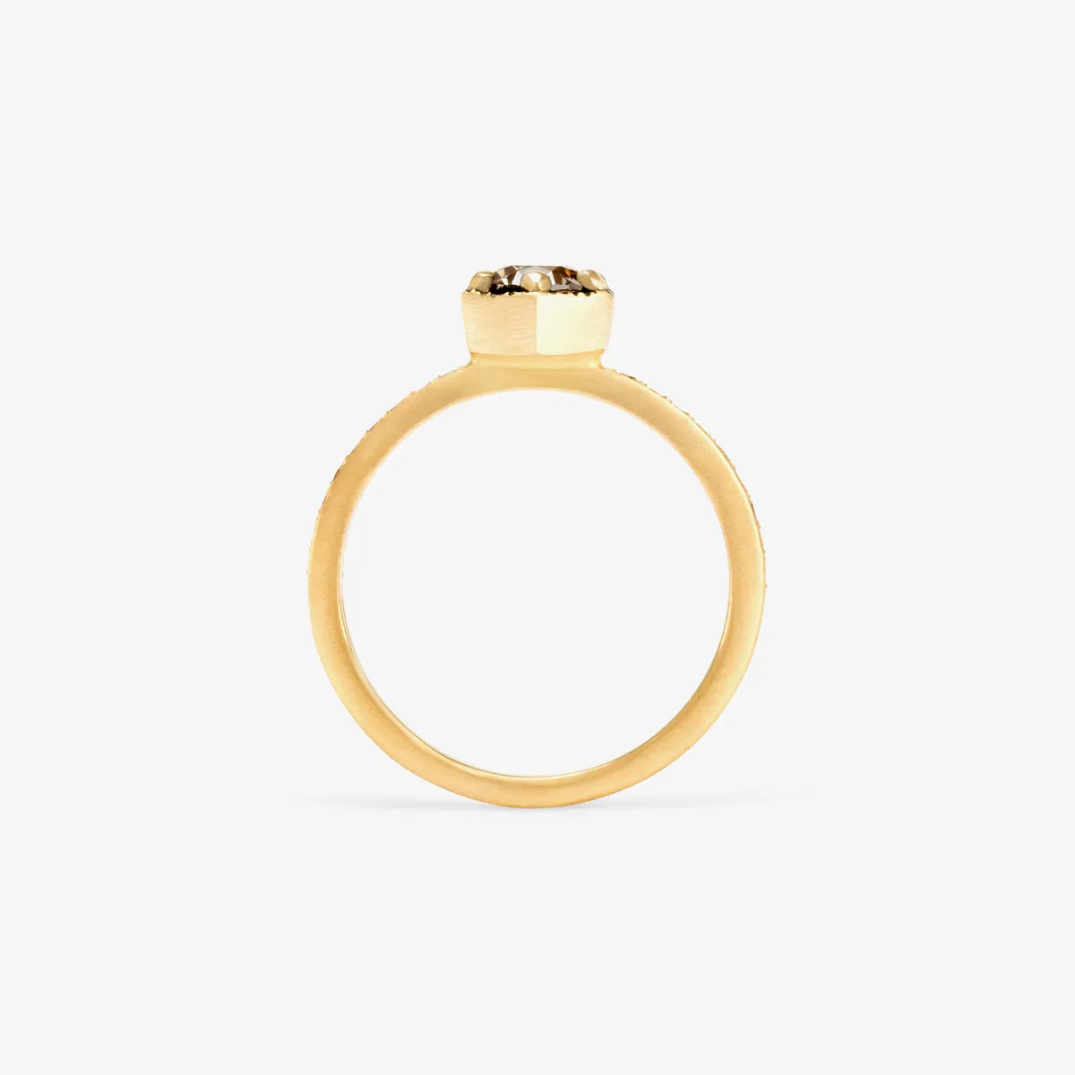 5mm Brown Diamond Hexagon Pave Ring | R9906BR