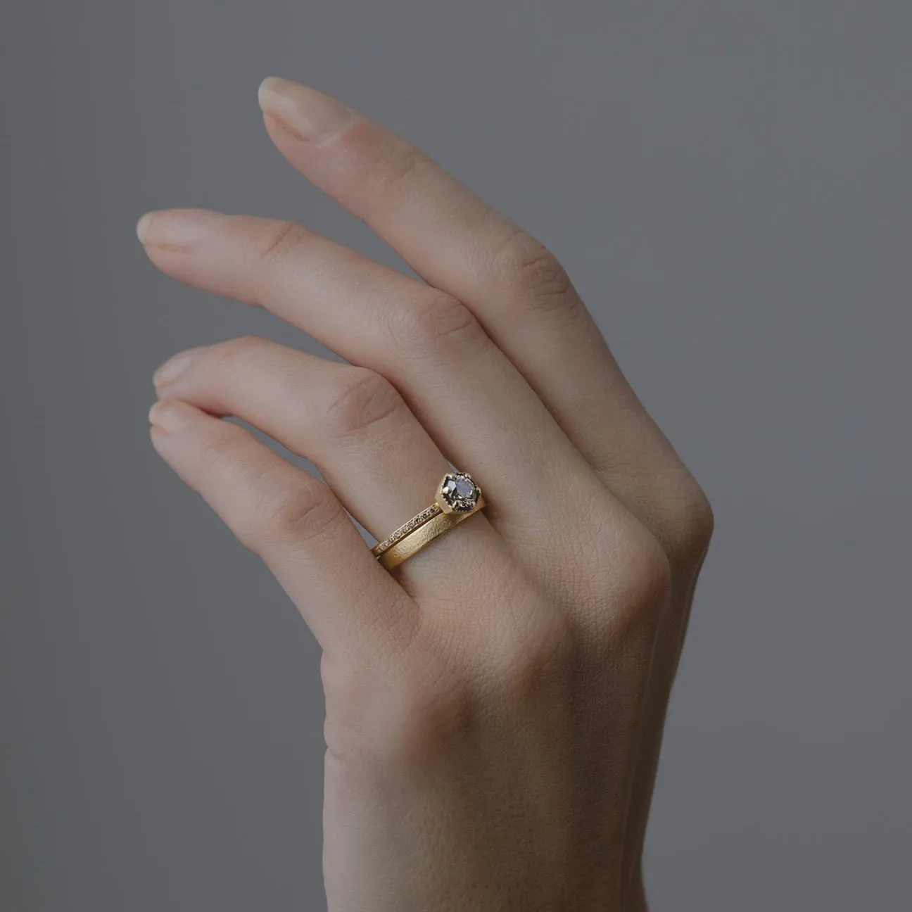 5mm Brown Diamond Hexagon Pave Ring | R9906BR