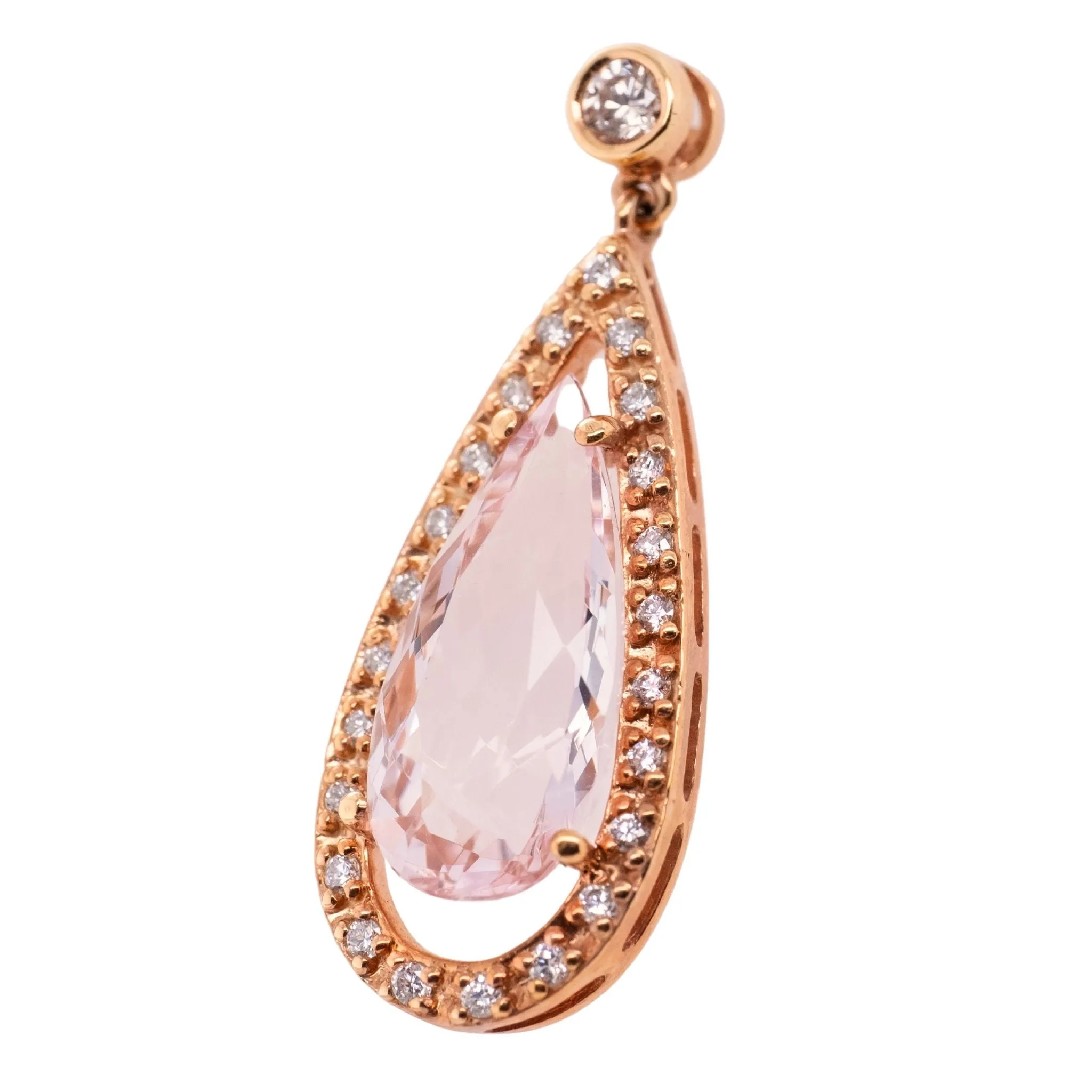 6.96 Carat Morganite Earring in 14k Rose Gold