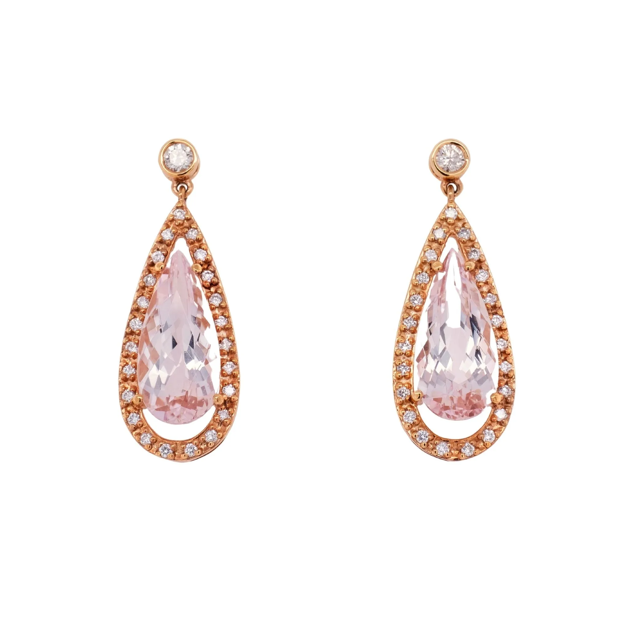 6.96 Carat Morganite Earring in 14k Rose Gold