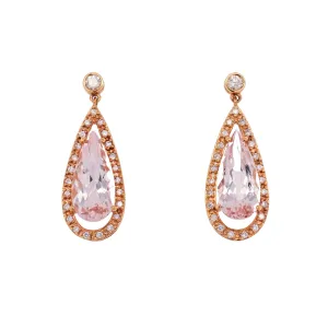 6.96 Carat Morganite Earring in 14k Rose Gold