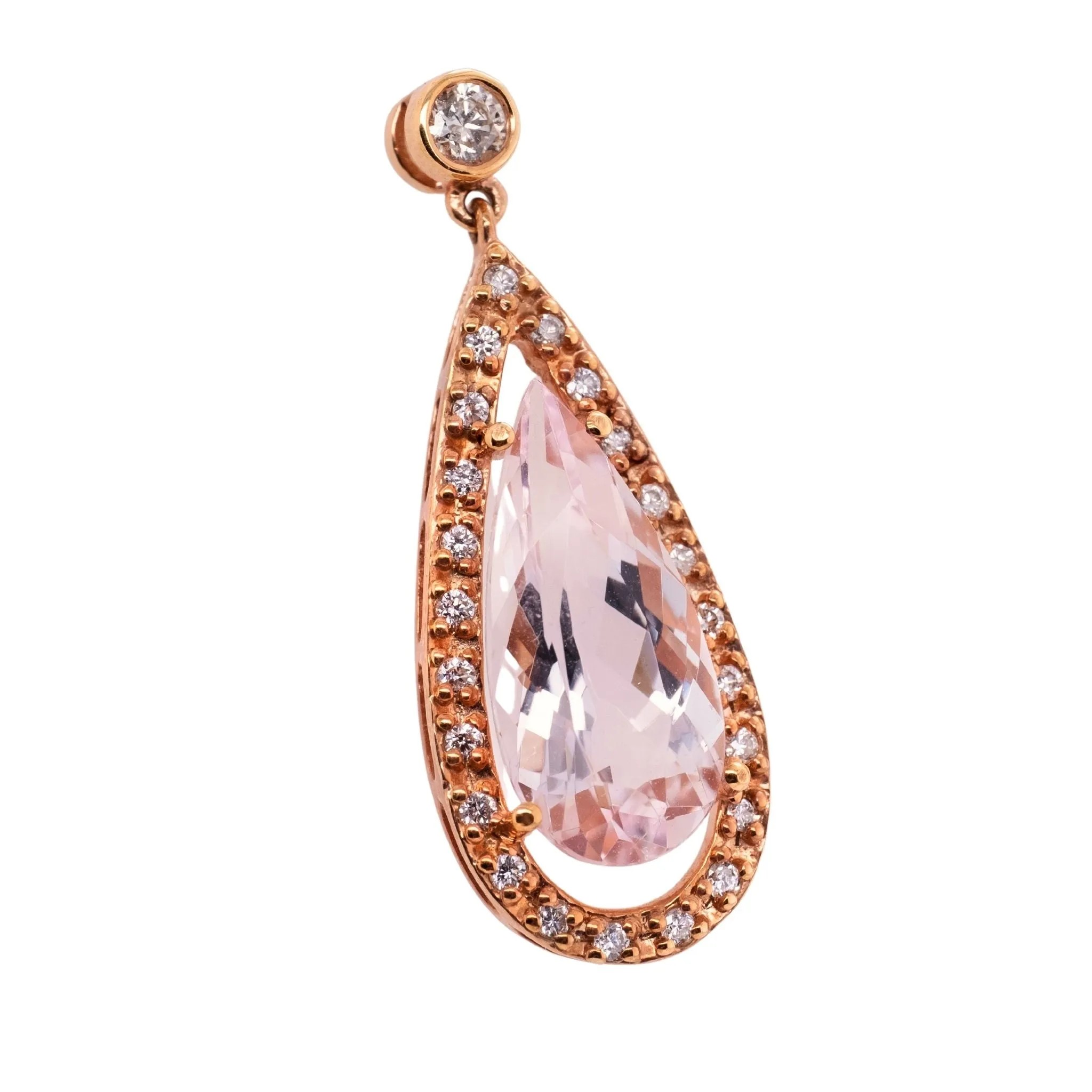 6.96 Carat Morganite Earring in 14k Rose Gold