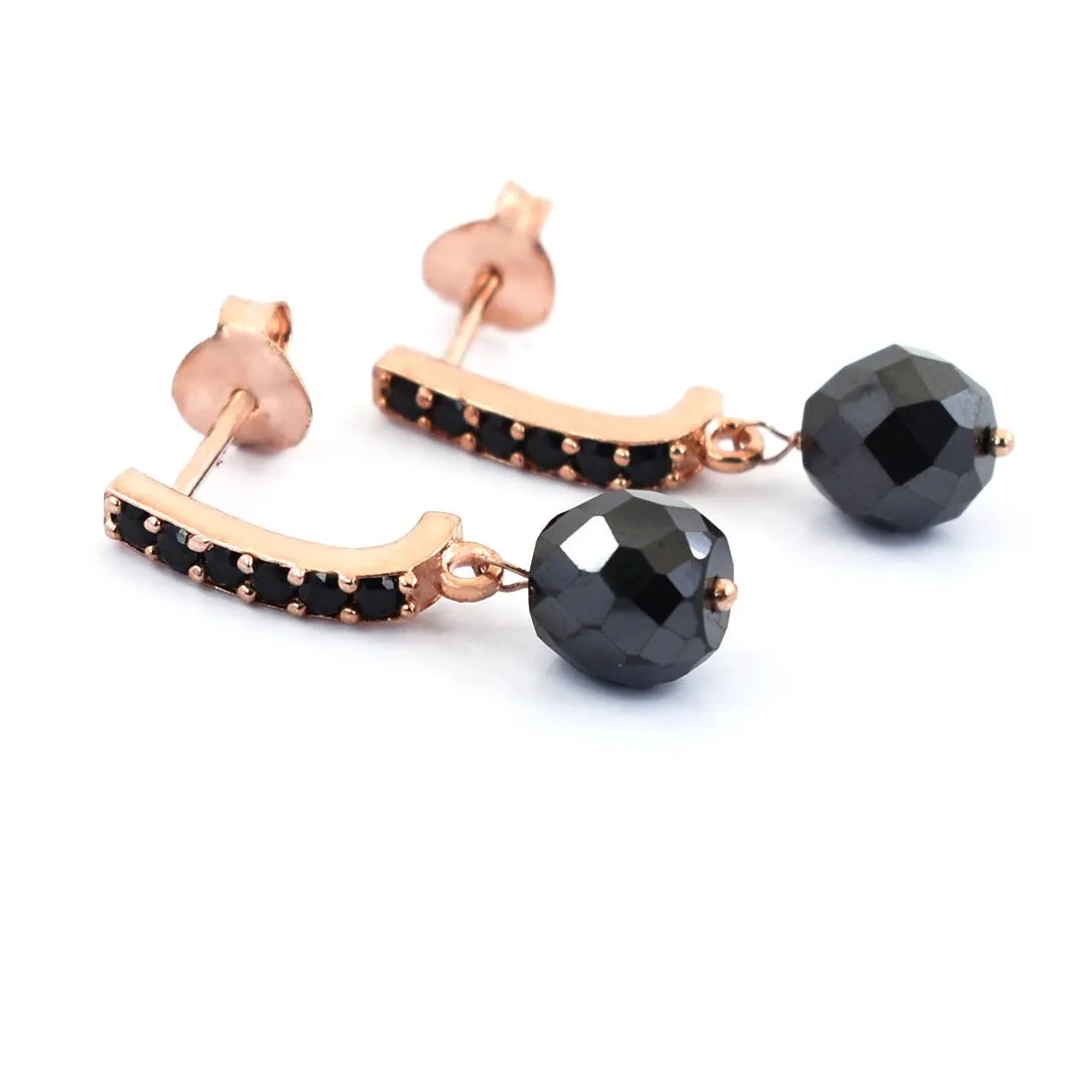 7 mm AAA Certified Black Diamond Designer Earring, Great Brilliance