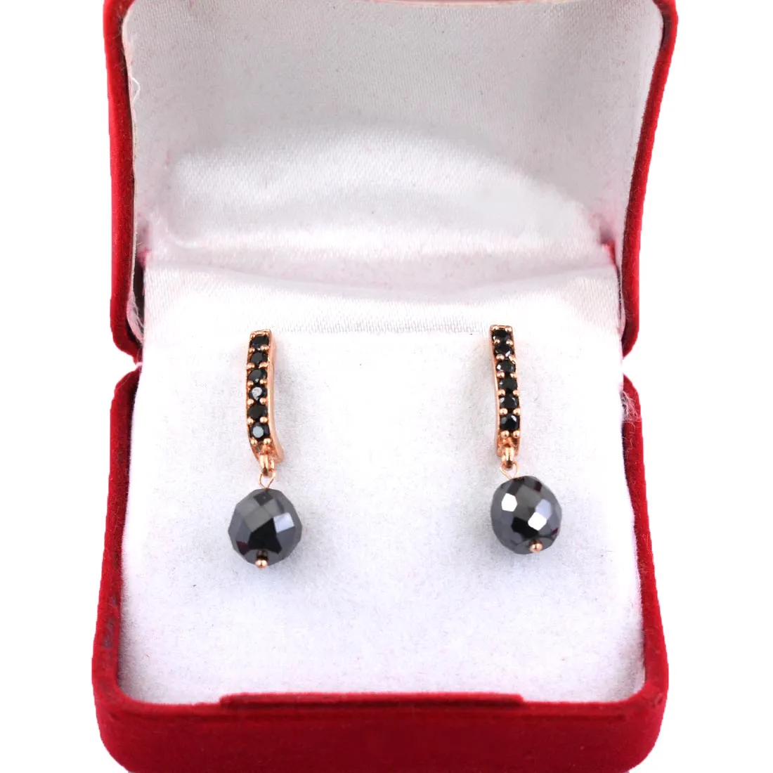 7 mm AAA Certified Black Diamond Designer Earring, Great Brilliance