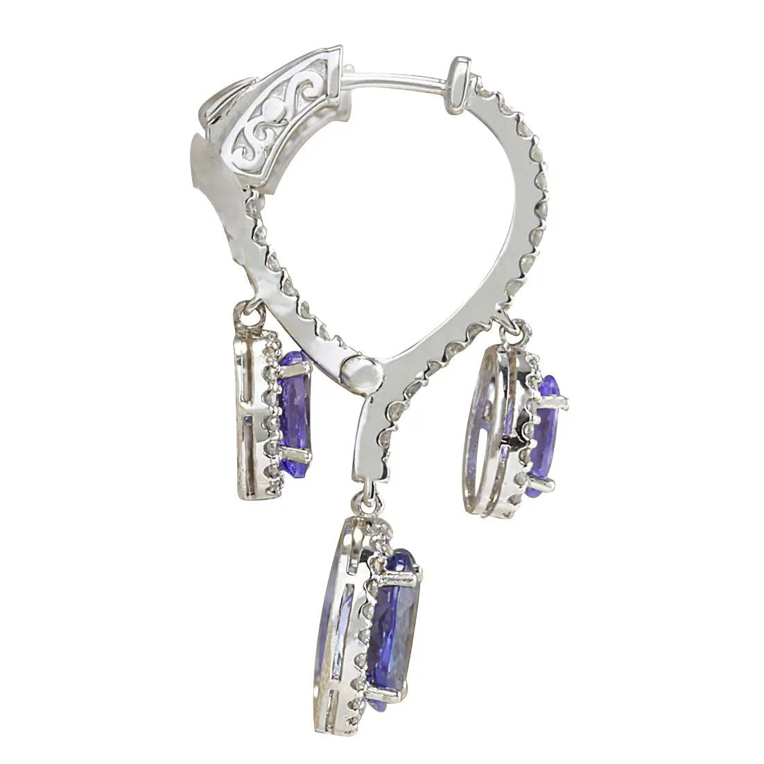 7.78 Carat Natural Tanzanite 14K White Gold Diamond Earrings