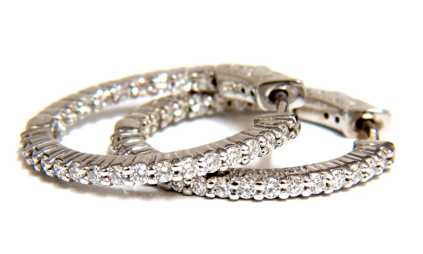 .86ct natural round brilliant in/out diamond hoop earrings 14kt g/vs