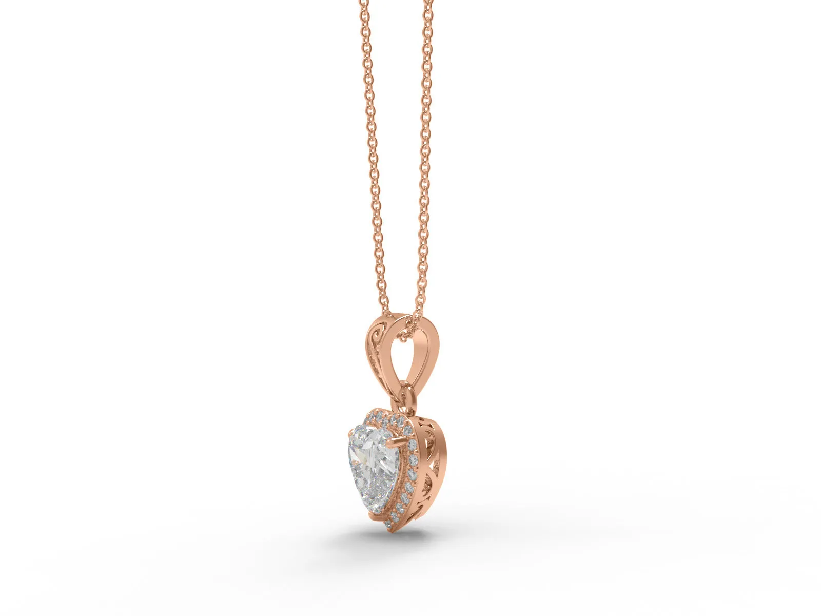 8MM Heart Shape Moissanite 925 Sterling Silver Solitaire Halo Women Necklace