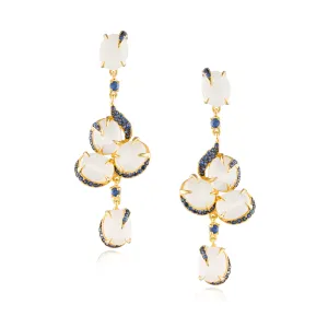 925 Silver Earrings with Moonstone & Blue Sapphire