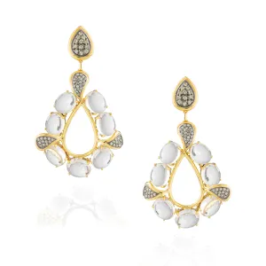 925 Silver Earrings with Topaz Cabochon & Green Sapphire