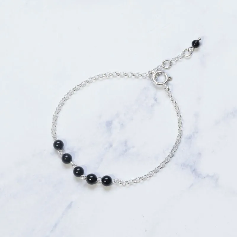 925 Silver Onyx Bracelet - July Birthstone Gift for Her