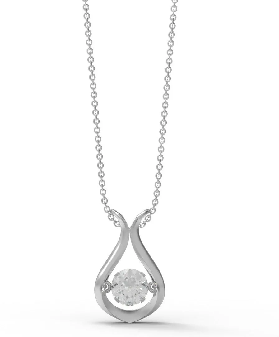 925 Sterling Silver 0.60 Ctw Moissanite Diamond Solitaire Pendant Necklace