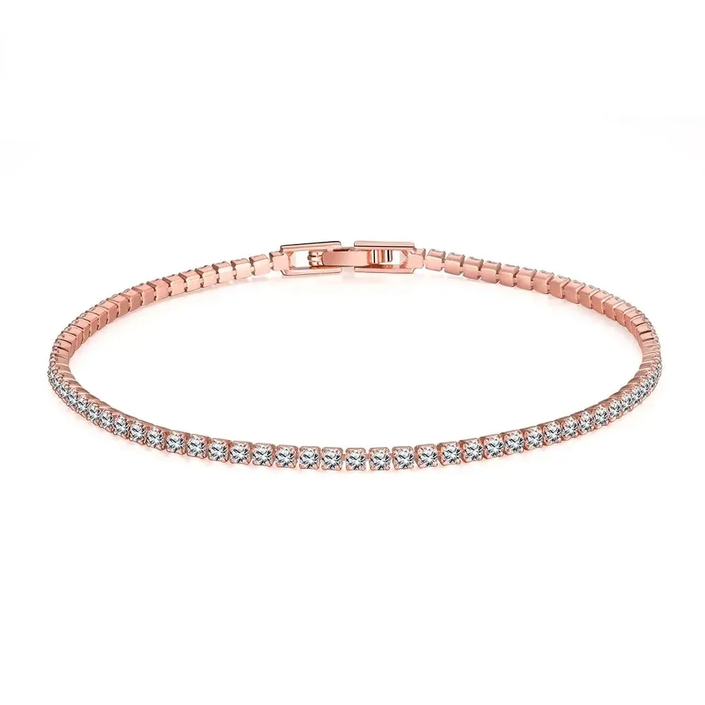 925 Sterling Silver Bracelet 16CM To 19CM Tennis Bracelet 2.5MM Zirconia Anniversary Gift