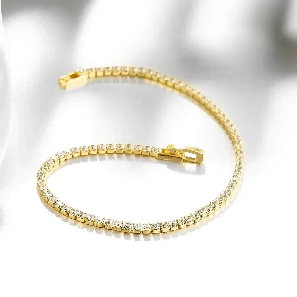 925 Sterling Silver Bracelet 16CM To 19CM Tennis Bracelet 2.5MM Zirconia Anniversary Gift
