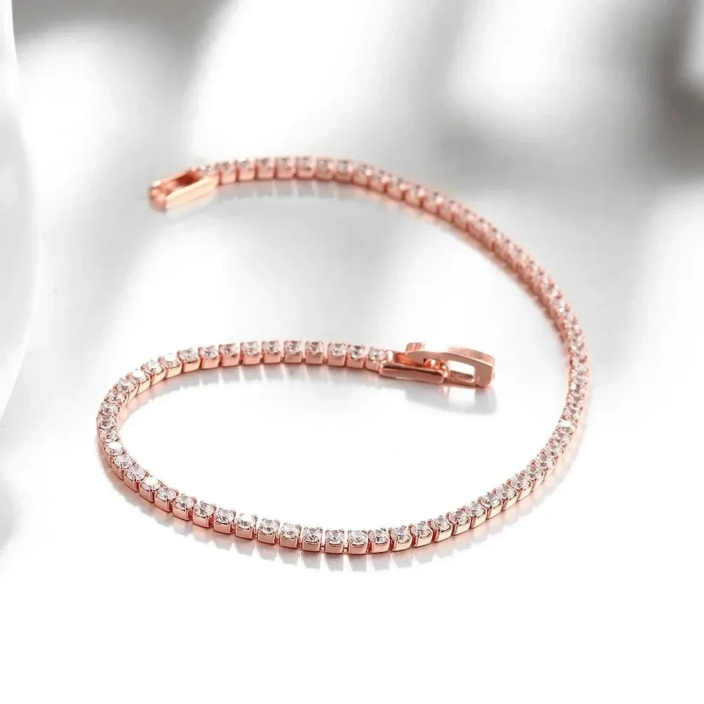 925 Sterling Silver Bracelet 16CM To 19CM Tennis Bracelet 2.5MM Zirconia Anniversary Gift