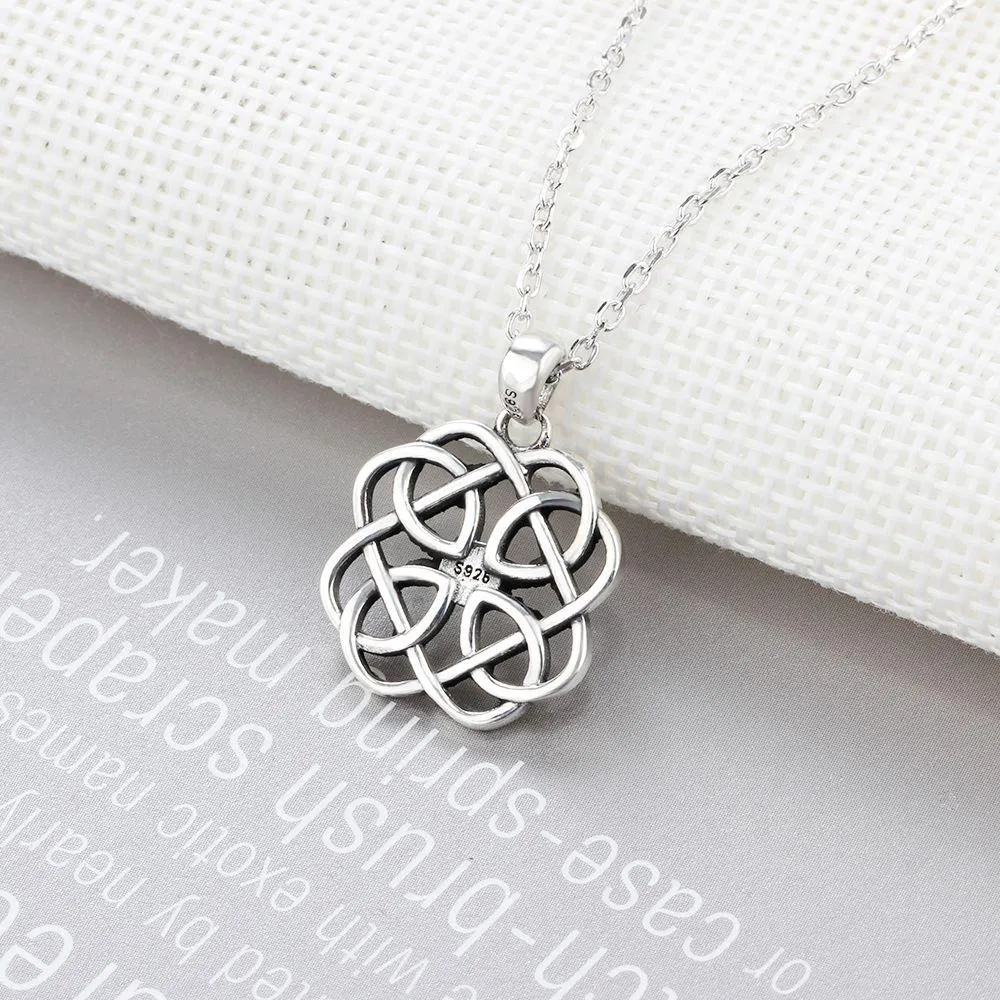 925 Sterling Silver Geometric Art Pattern Pendant Necklace, Jewelry Gift for Women