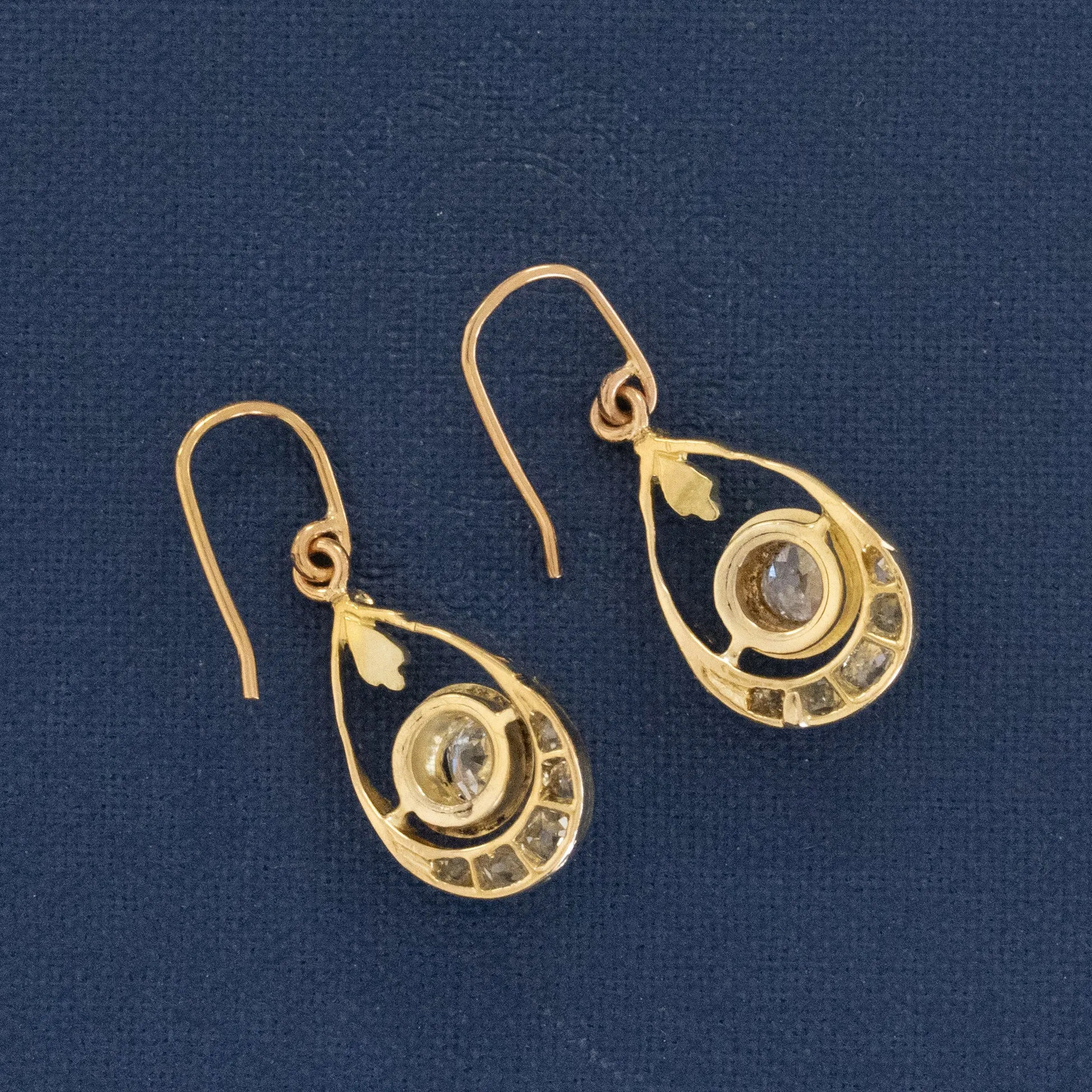 .98ctw Antique Old Cut Diamond Drop Earrings