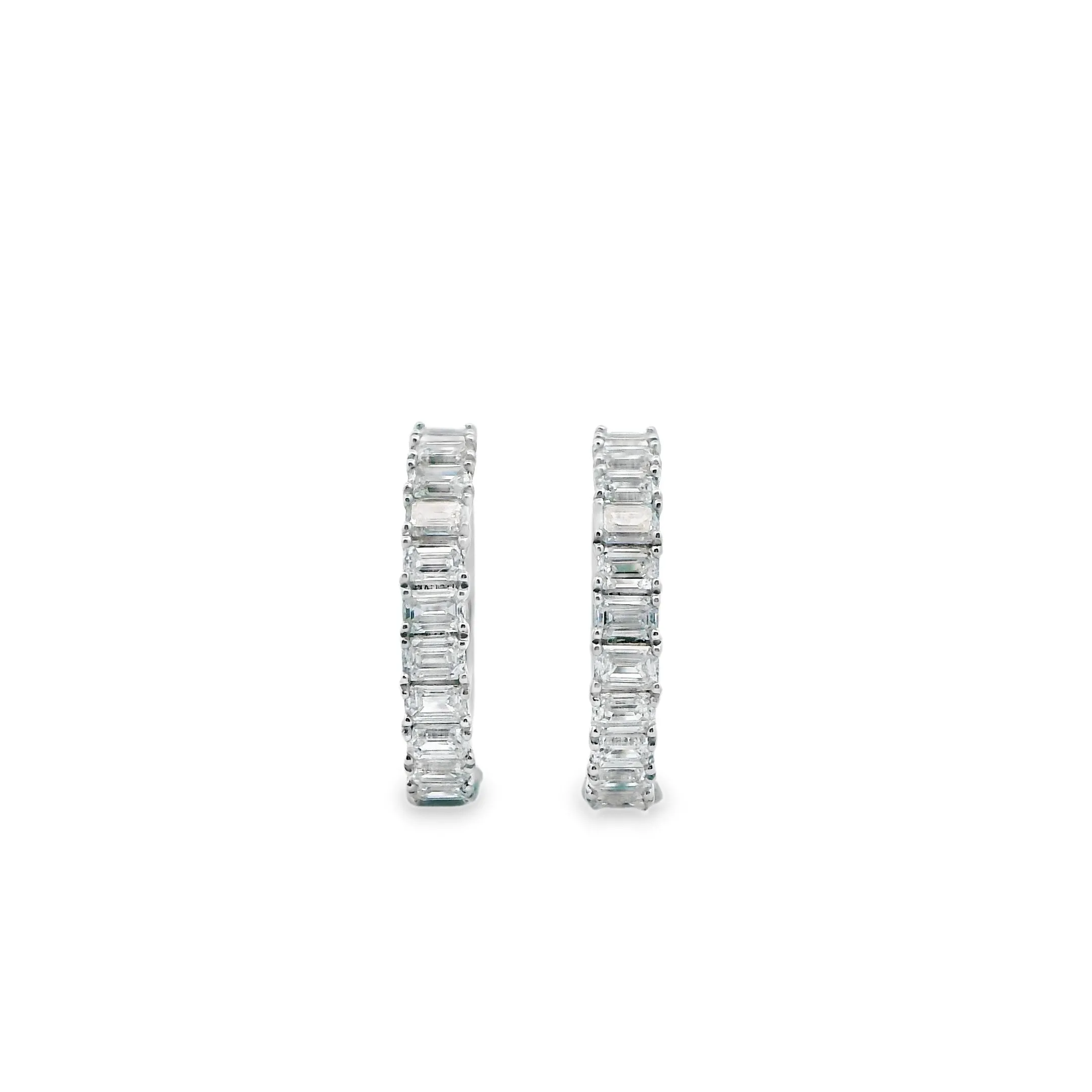 9ct White Gold Hoops with 22 Emerald Cut Lab Grown Diamonds TDW=2.31ct