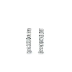 9ct White Gold Hoops with 22 Emerald Cut Lab Grown Diamonds TDW=2.31ct
