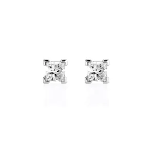 9ct White Gold Princess Cut Lab Grown Diamond Stud Earrings TDW 2=0.50ct