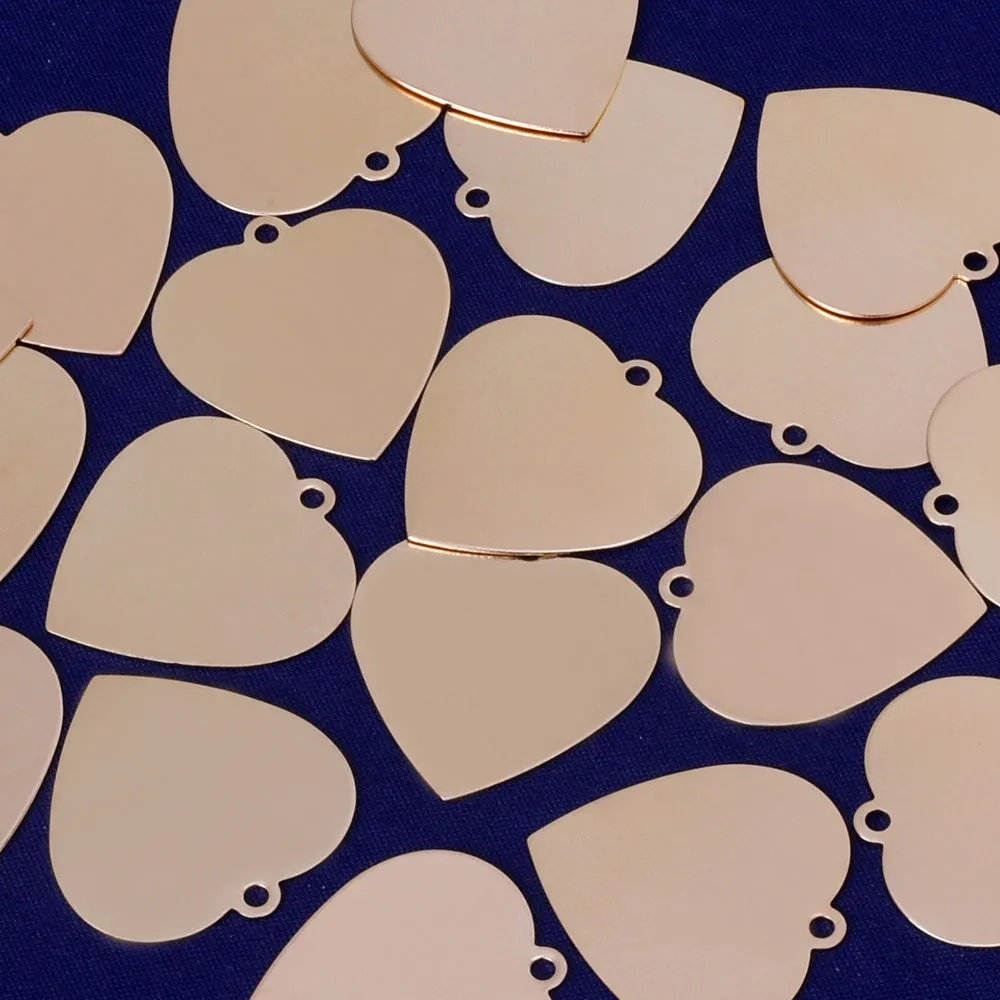 About 23mm tibetara® Heart Stamping Blanks Brass Stamping Tags hand stamping blanks Necklace Pendants charms bracelet plated kc gold 20pcs