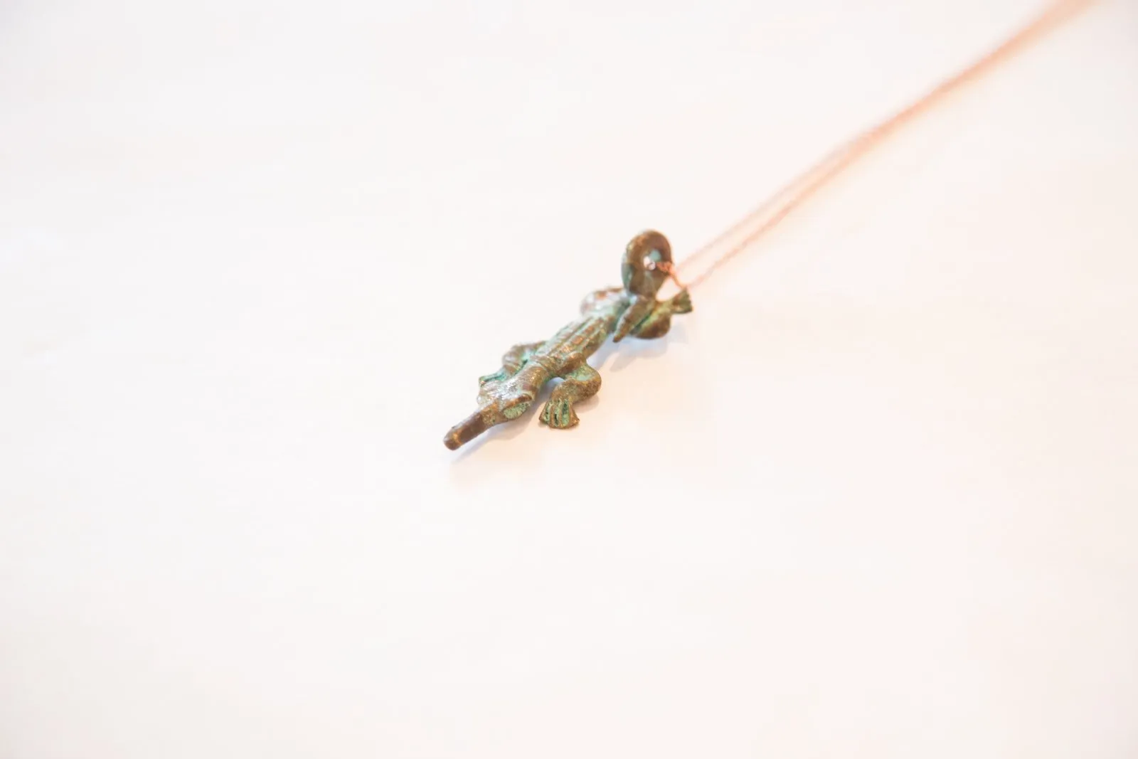African Oxidized Crocodile Pendant Necklace