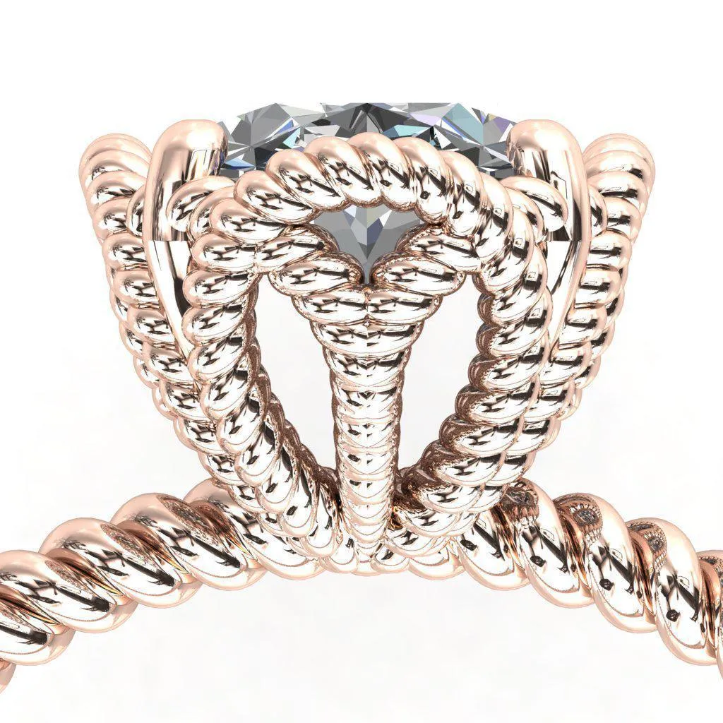 Airdale Oval Center Stone Rope Petals Engagement Ring