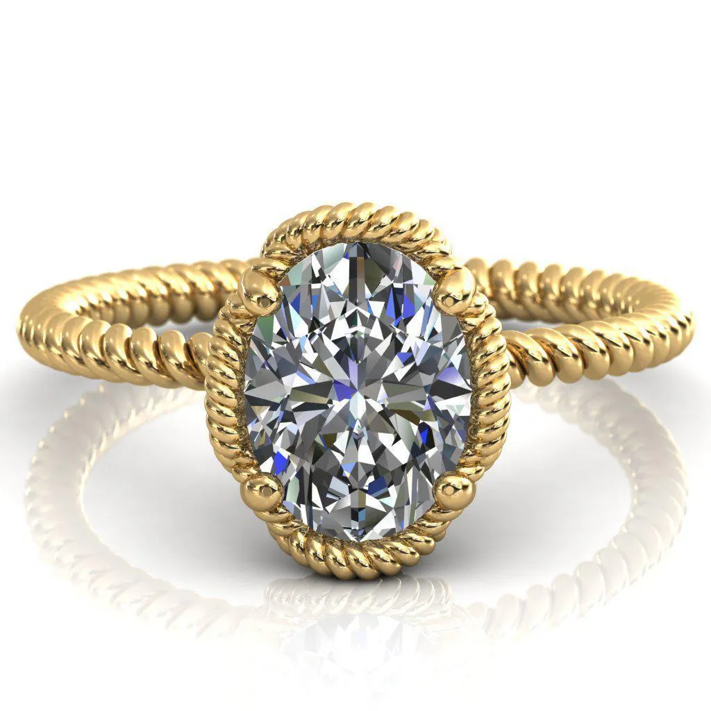 Airdale Oval Center Stone Rope Petals Engagement Ring