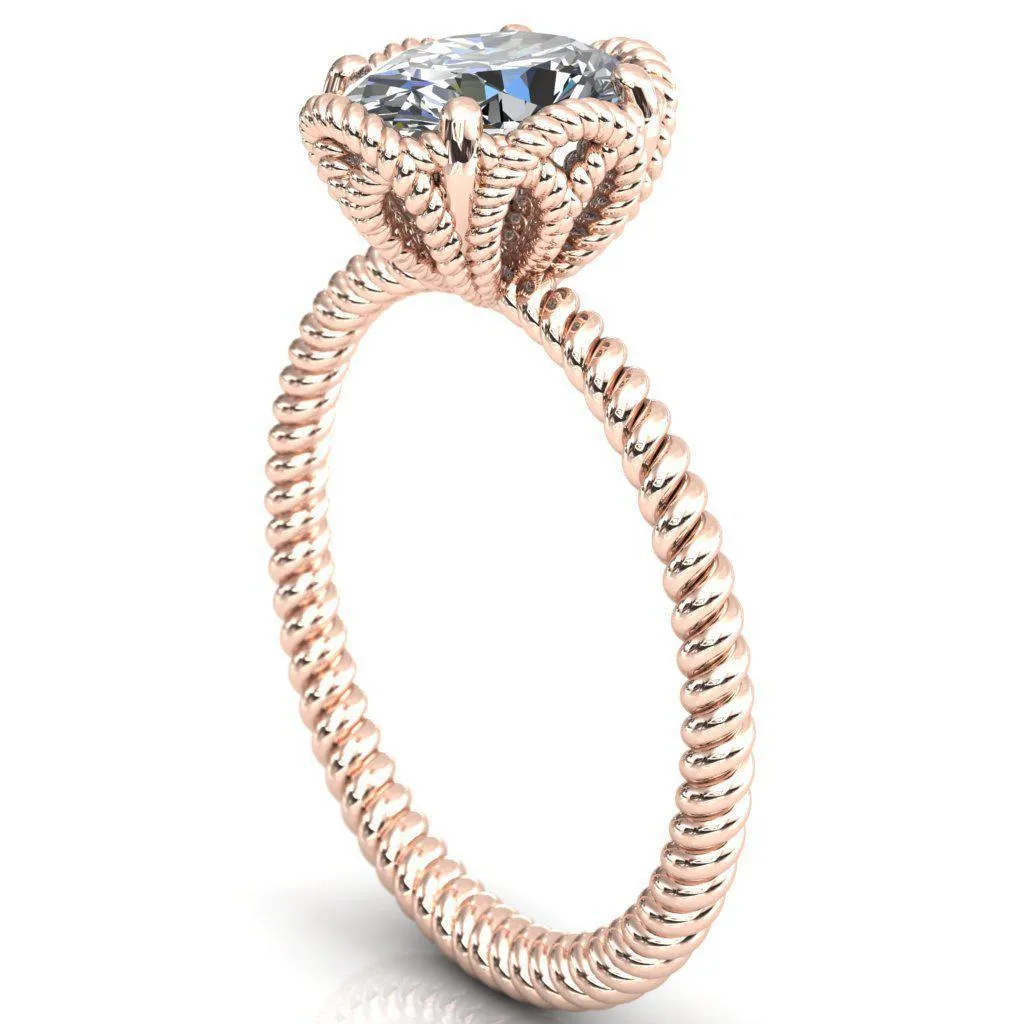 Airdale Oval Center Stone Rope Petals Engagement Ring
