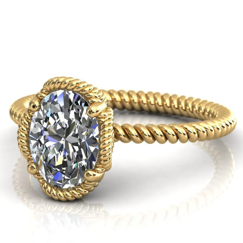 Airdale Oval Center Stone Rope Petals Engagement Ring