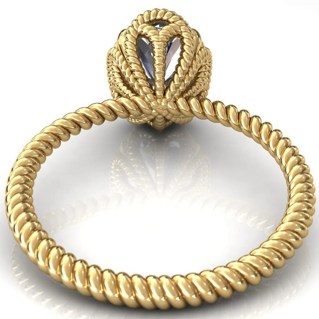 Airdale Oval Center Stone Rope Petals Engagement Ring