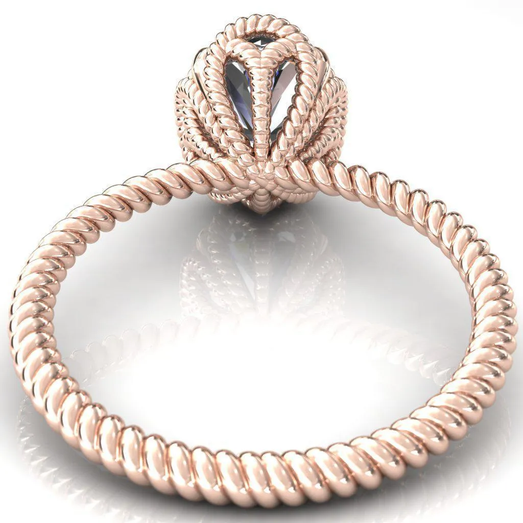 Airdale Oval Center Stone Rope Petals Engagement Ring