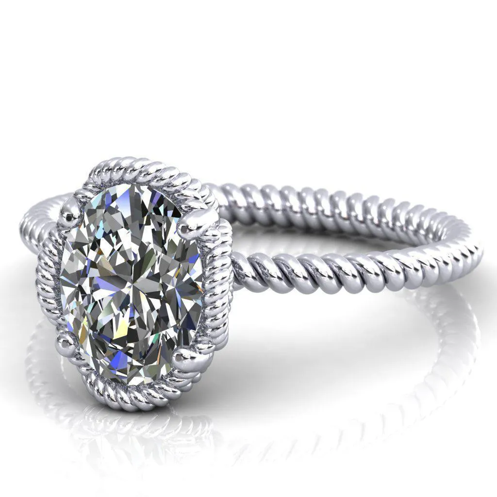 Airdale Oval Center Stone Rope Petals Engagement Ring