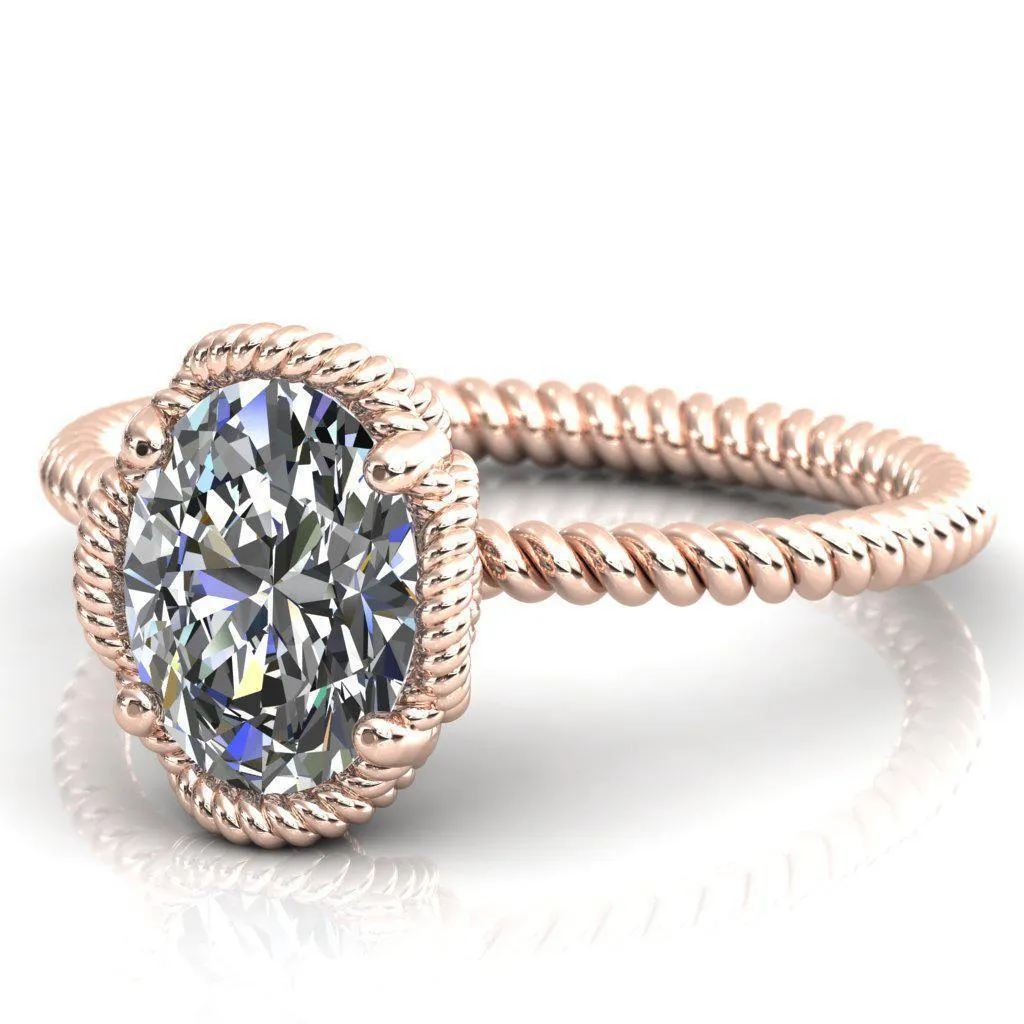 Airdale Oval Center Stone Rope Petals Engagement Ring