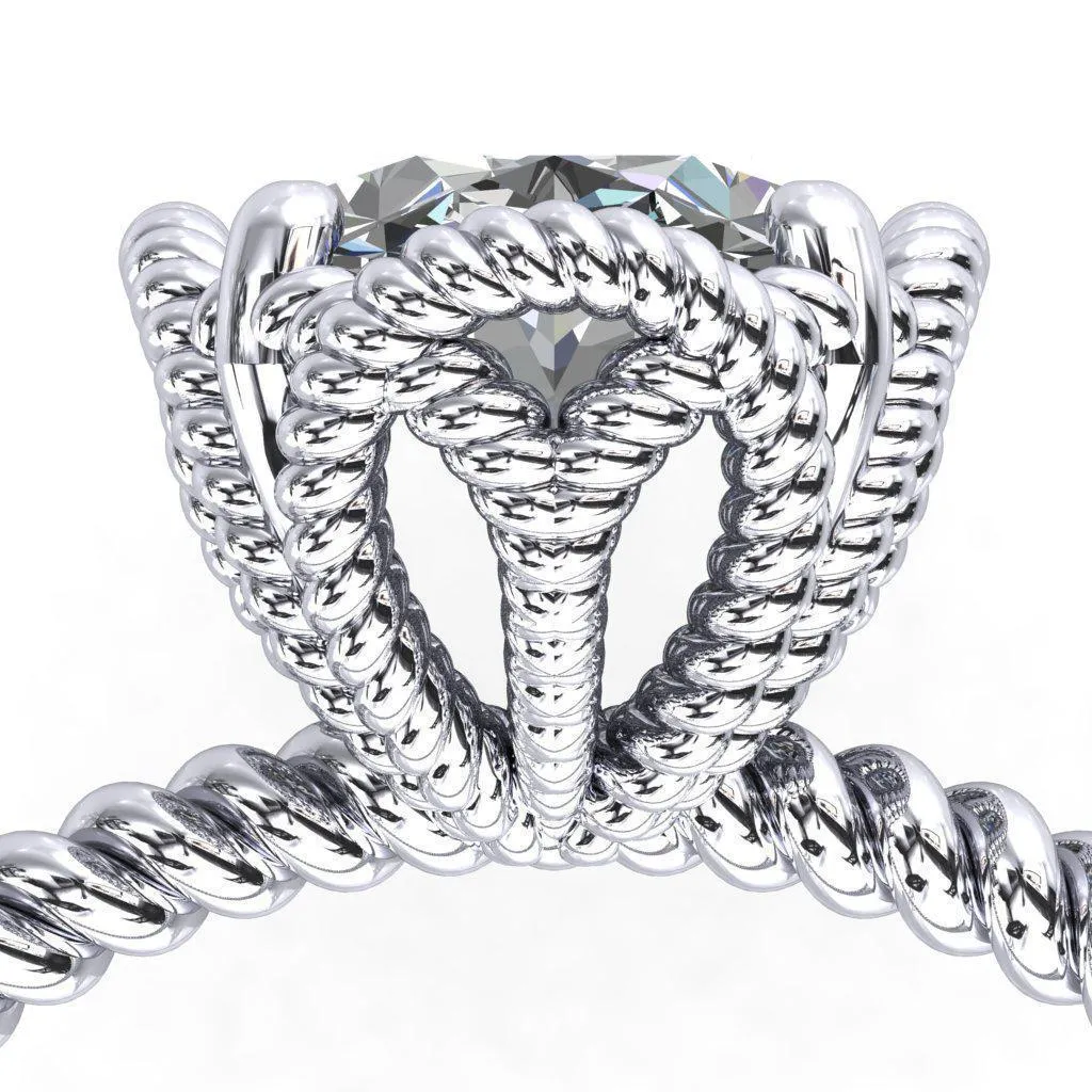 Airdale Oval Center Stone Rope Petals Engagement Ring