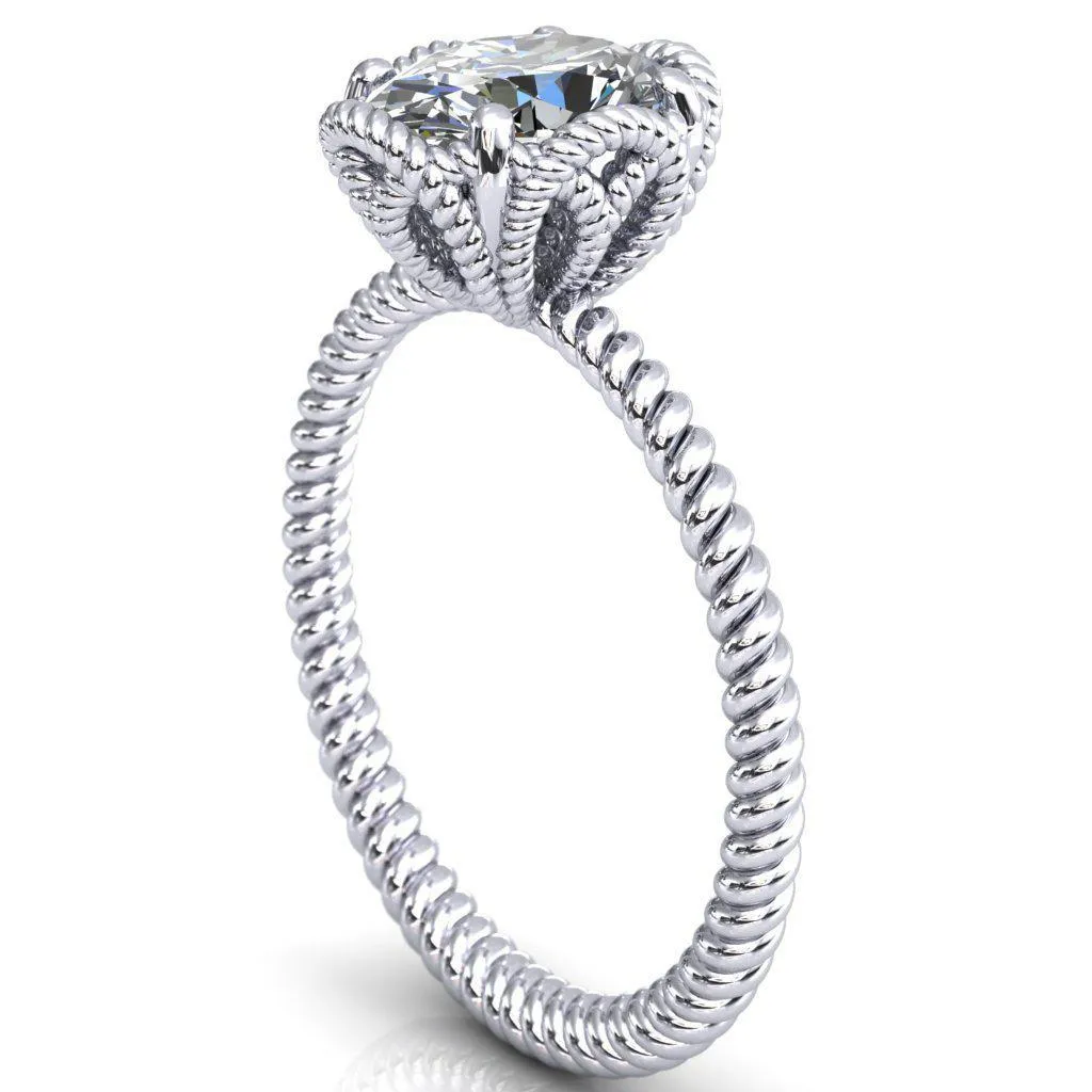 Airdale Oval Center Stone Rope Petals Engagement Ring