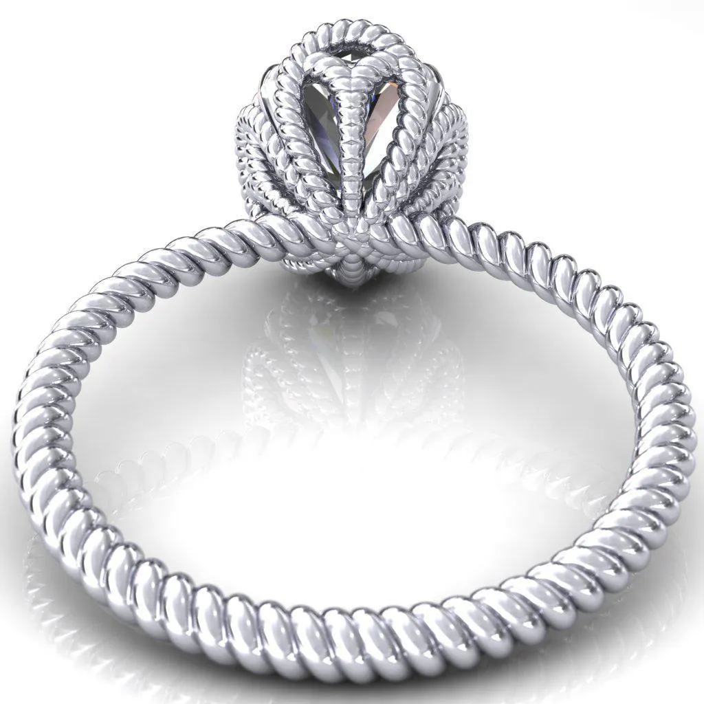 Airdale Oval Center Stone Rope Petals Engagement Ring