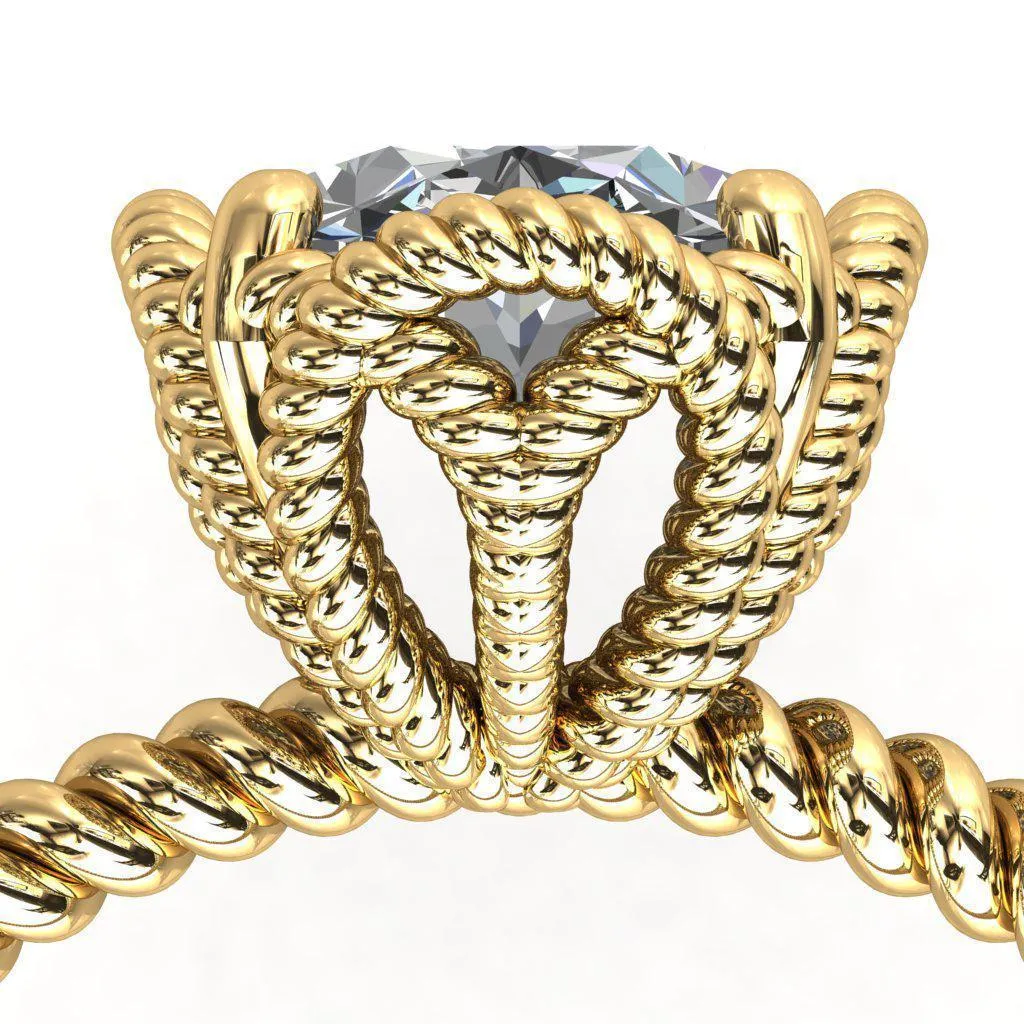 Airdale Oval Center Stone Rope Petals Engagement Ring