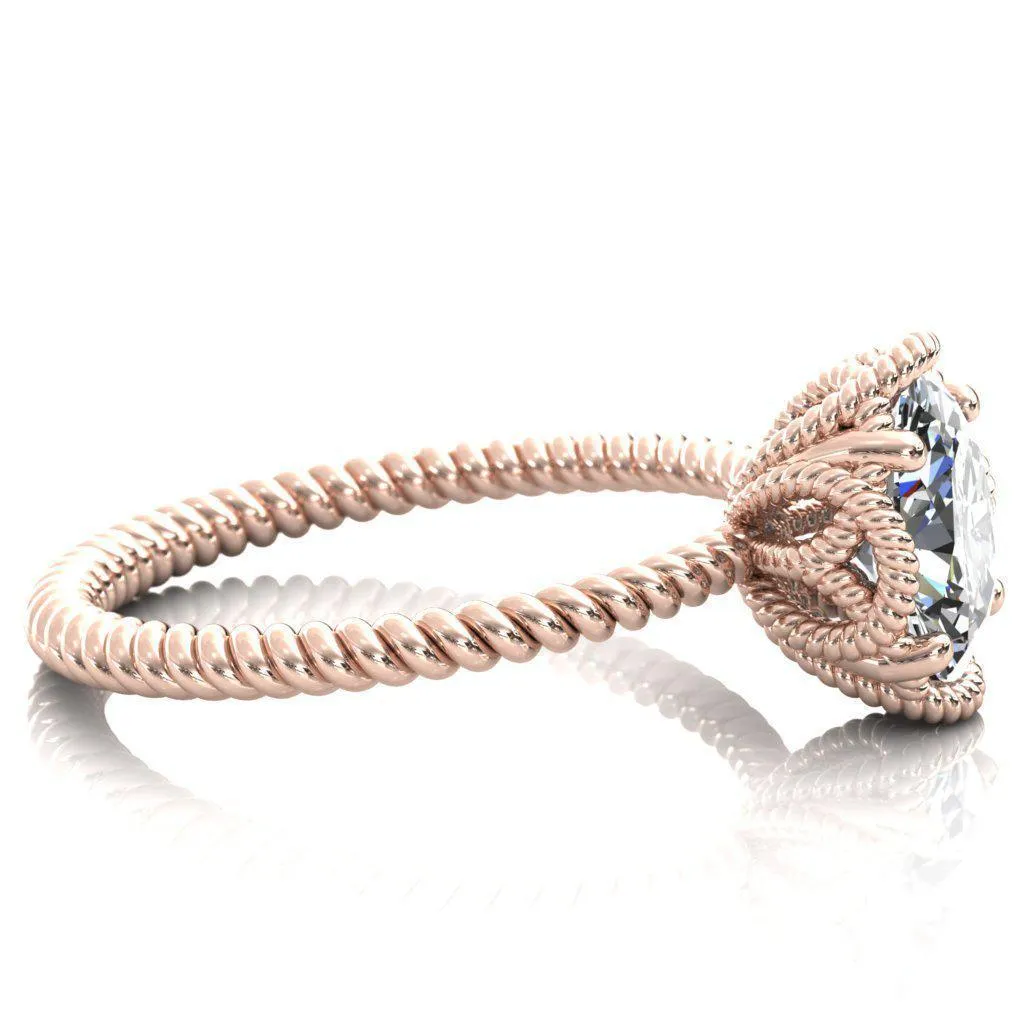 Airdale Oval Center Stone Rope Petals Engagement Ring