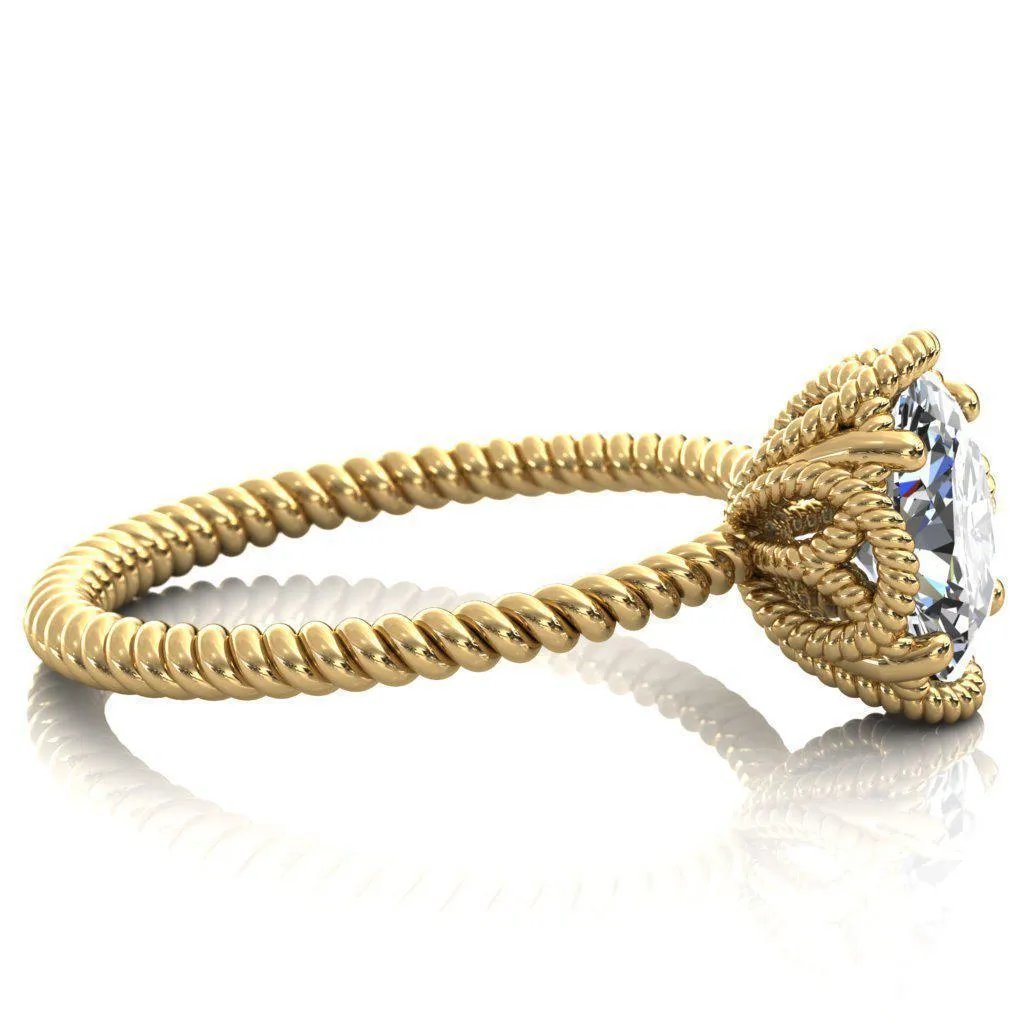 Airdale Oval Center Stone Rope Petals Engagement Ring