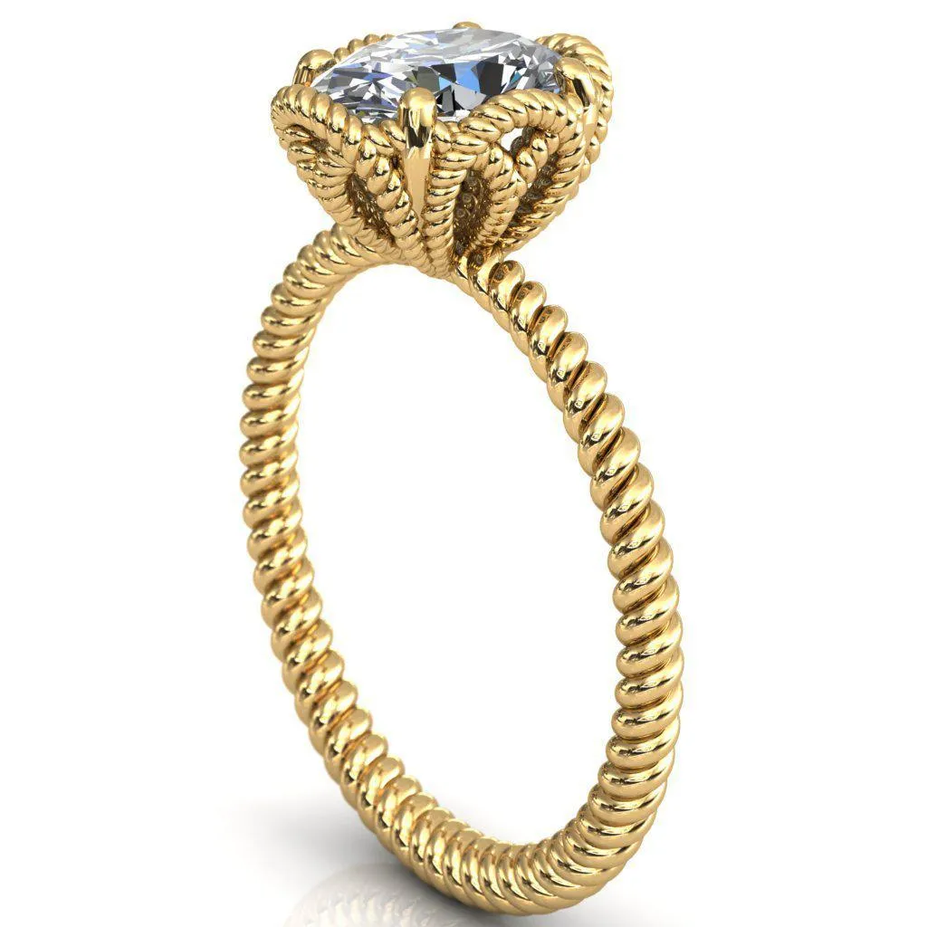Airdale Oval Center Stone Rope Petals Engagement Ring