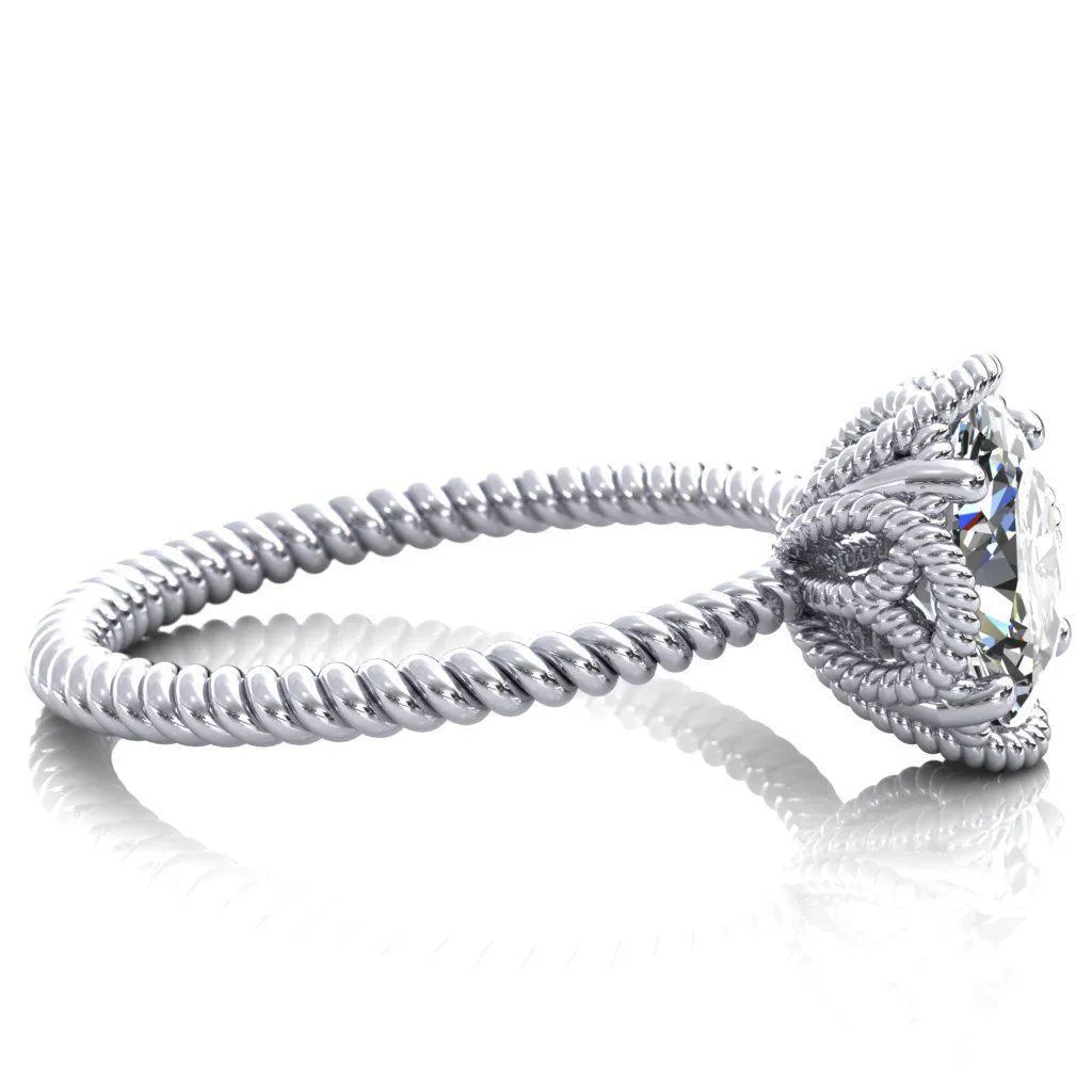Airdale Oval Center Stone Rope Petals Engagement Ring