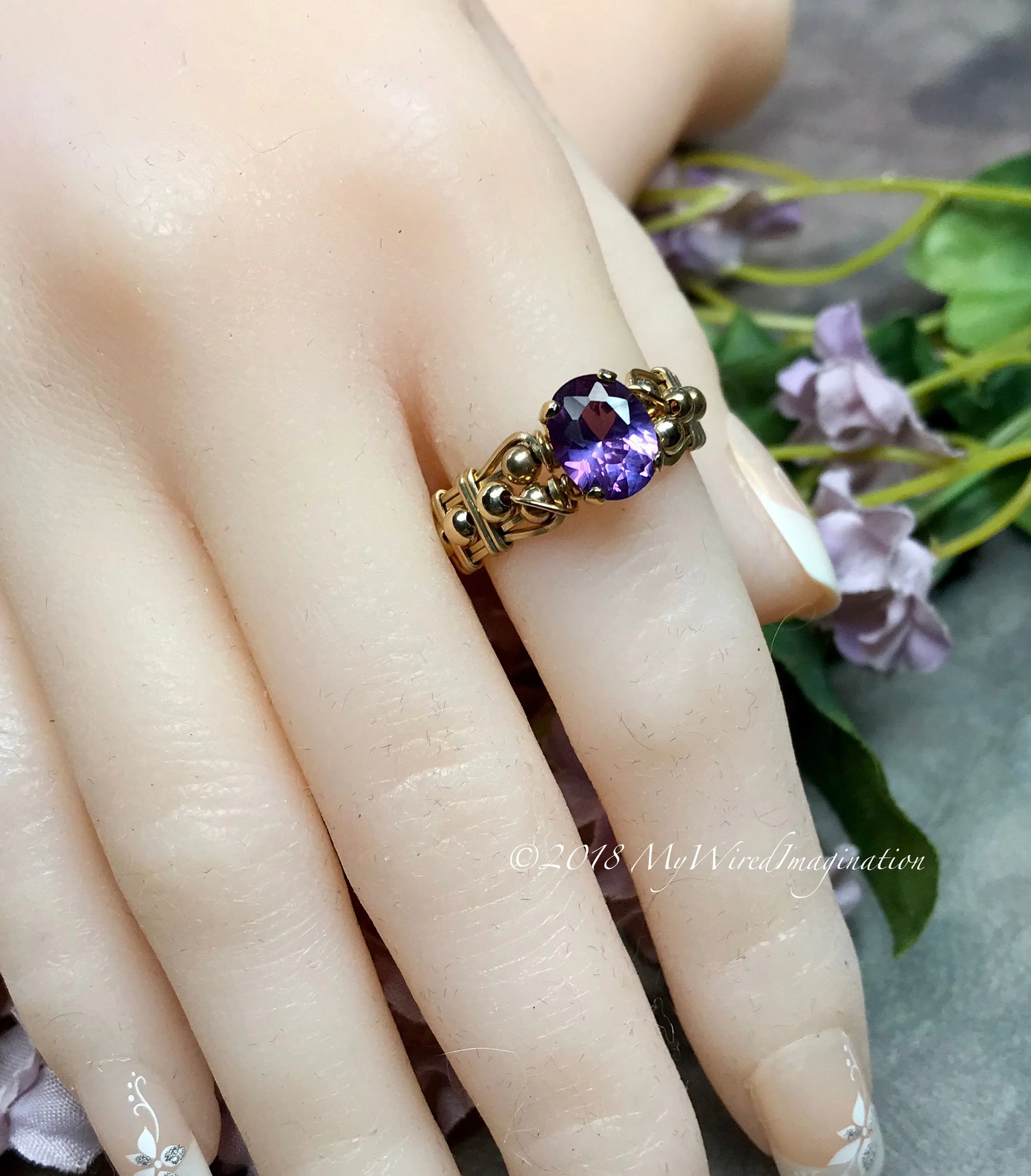 Alexandrite Hand Crafted Wire Wrapped Ring, June Birthstone Made To Order Ring