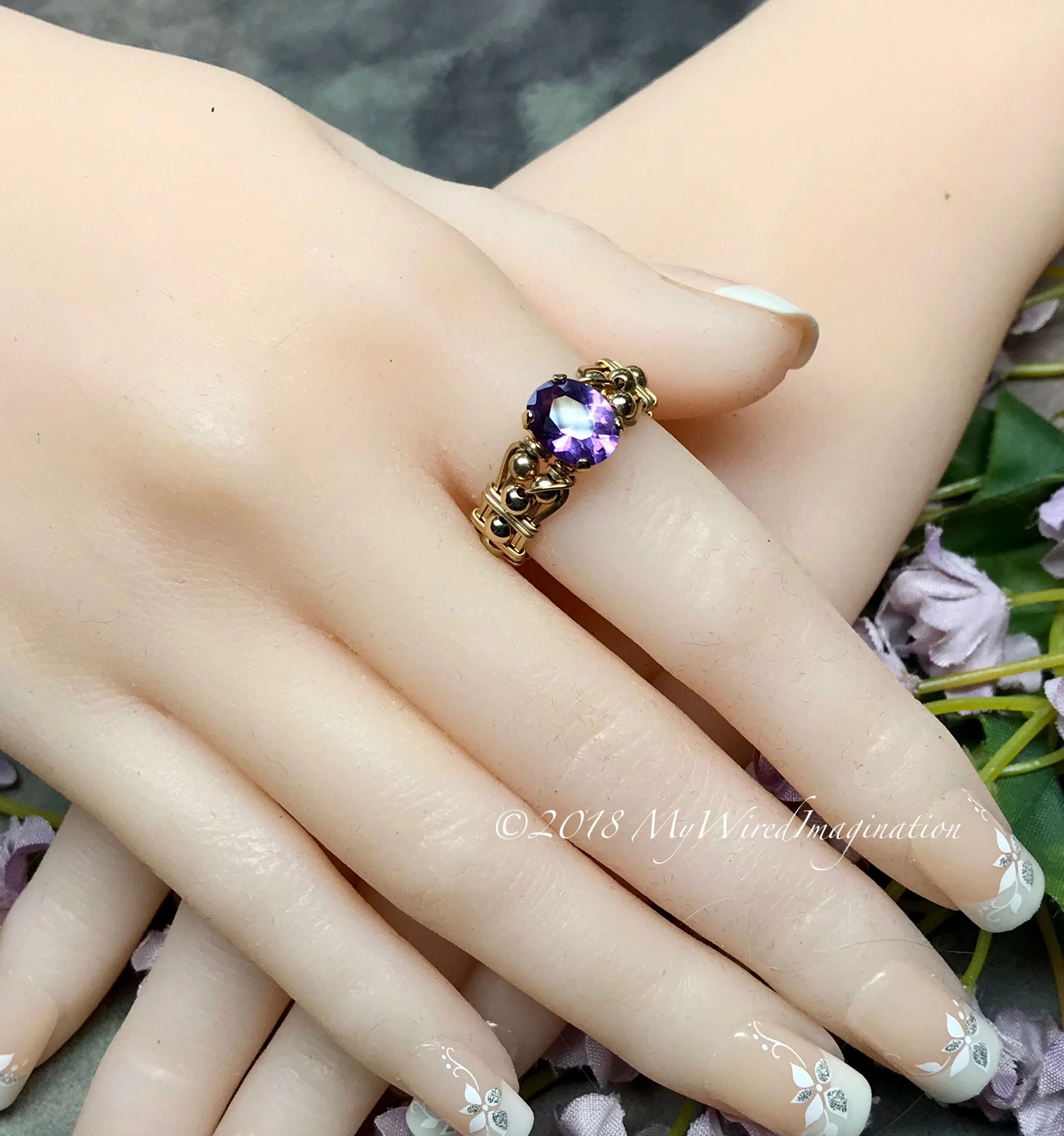 Alexandrite Hand Crafted Wire Wrapped Ring, June Birthstone Made To Order Ring