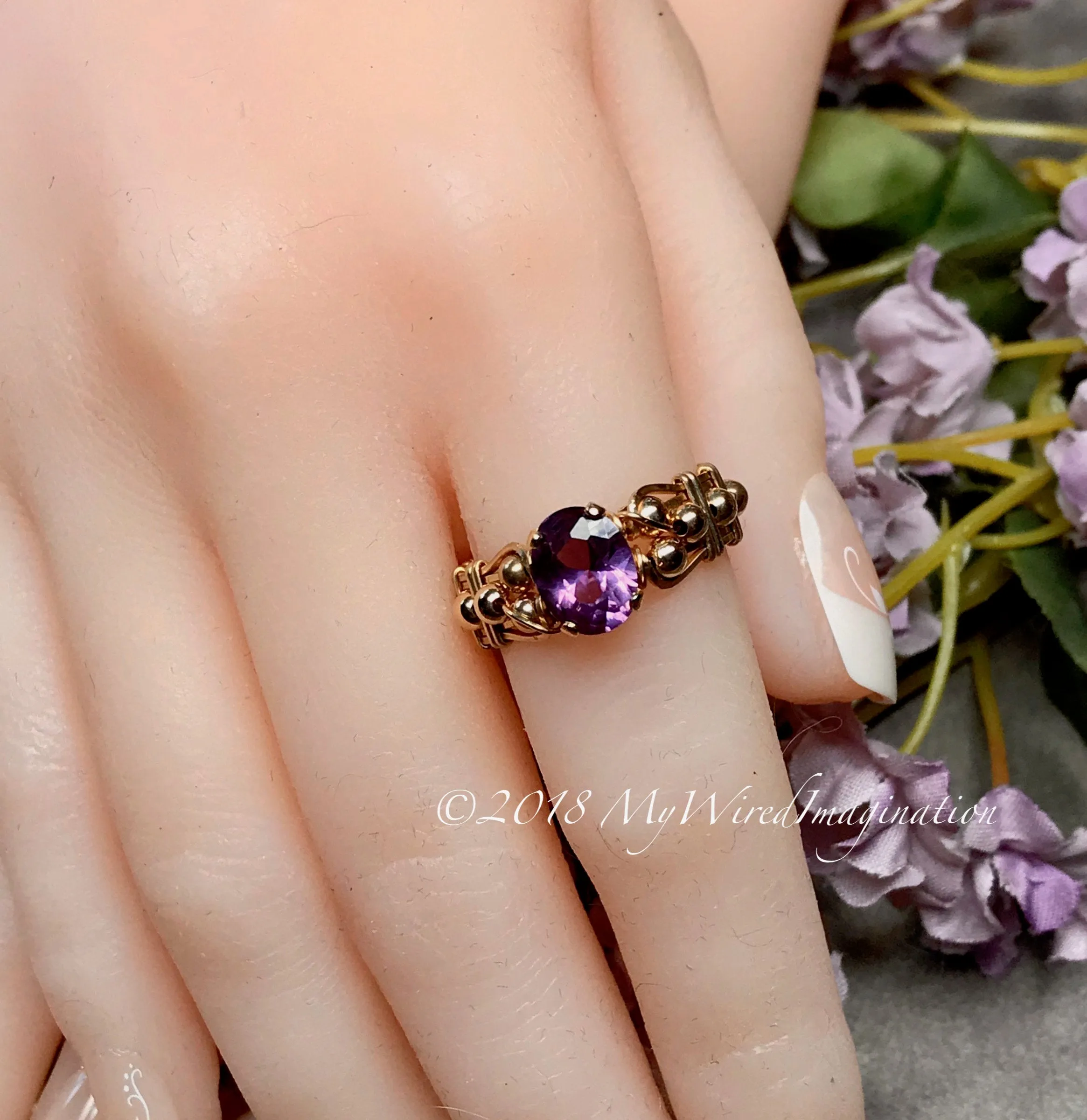 Alexandrite Hand Crafted Wire Wrapped Ring, June Birthstone Made To Order Ring