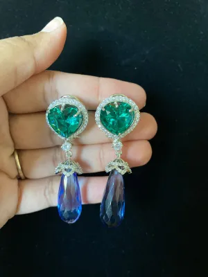 American Diamond Earrings Seagreen-Blue