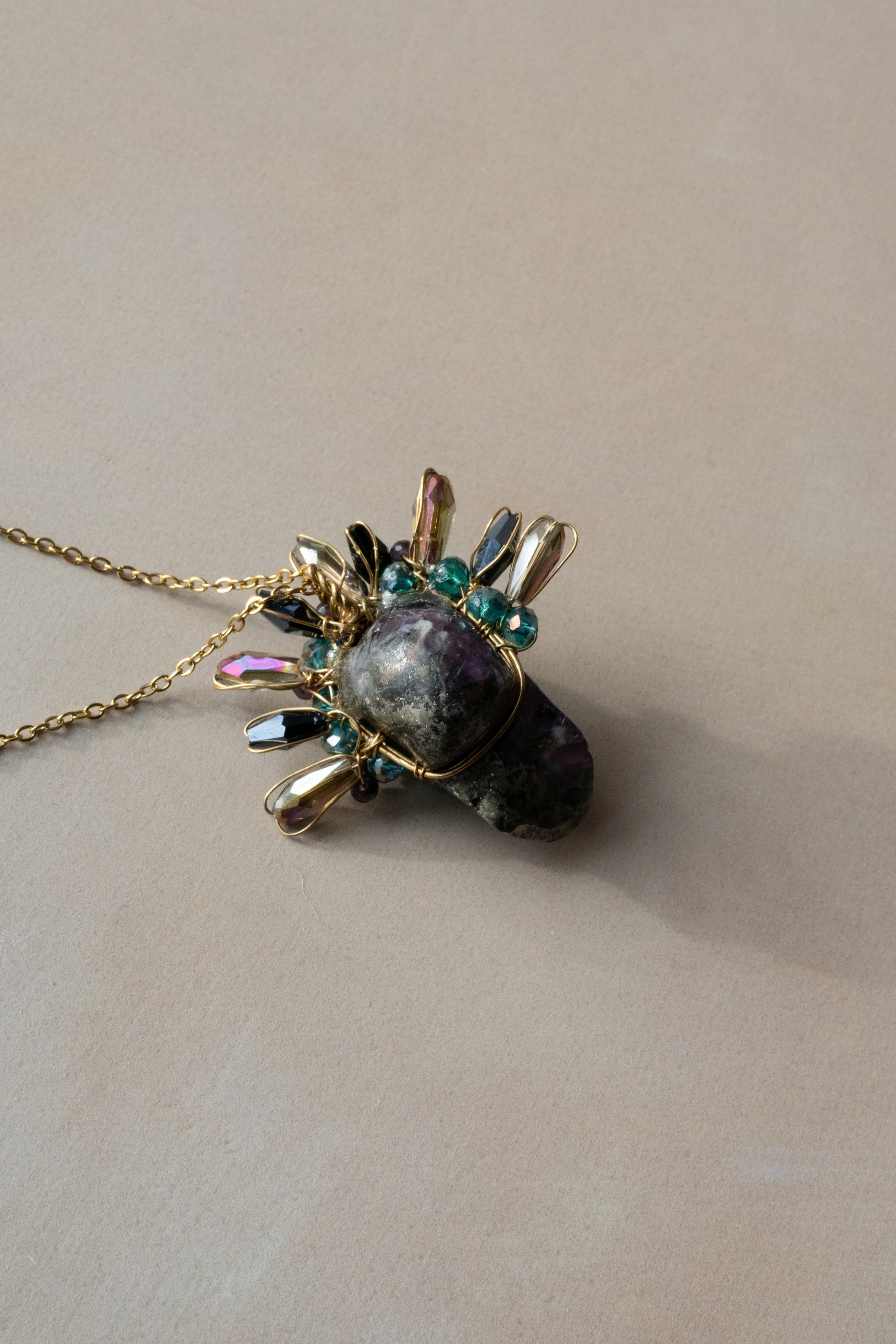 Amethyst Frida Skull Necklace