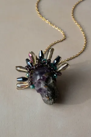 Amethyst Frida Skull Necklace