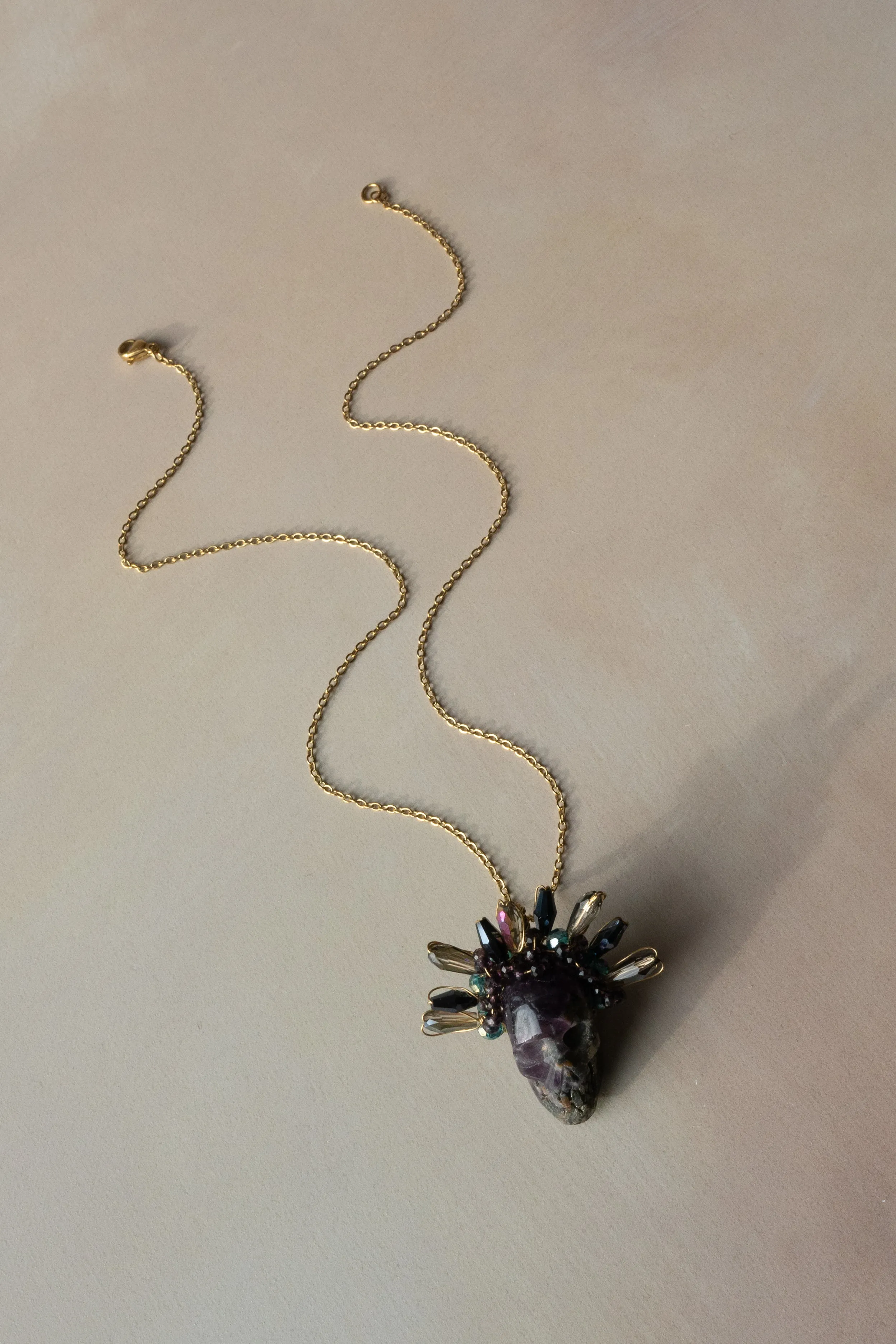 Amethyst Frida Skull Necklace