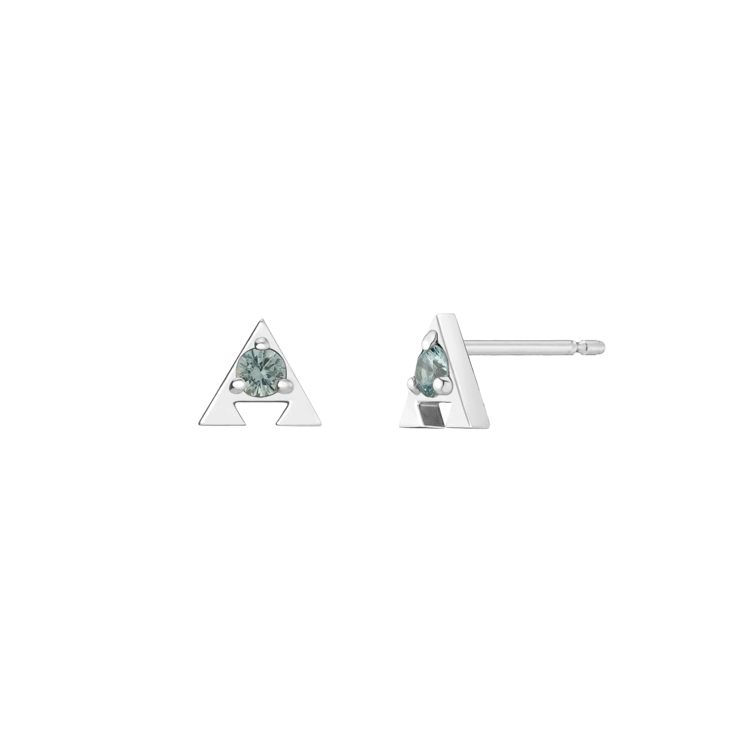 Amulet 'Muska' Studs - Blue / Orange / Gray Sapphire, Emerald, Alexandrite
