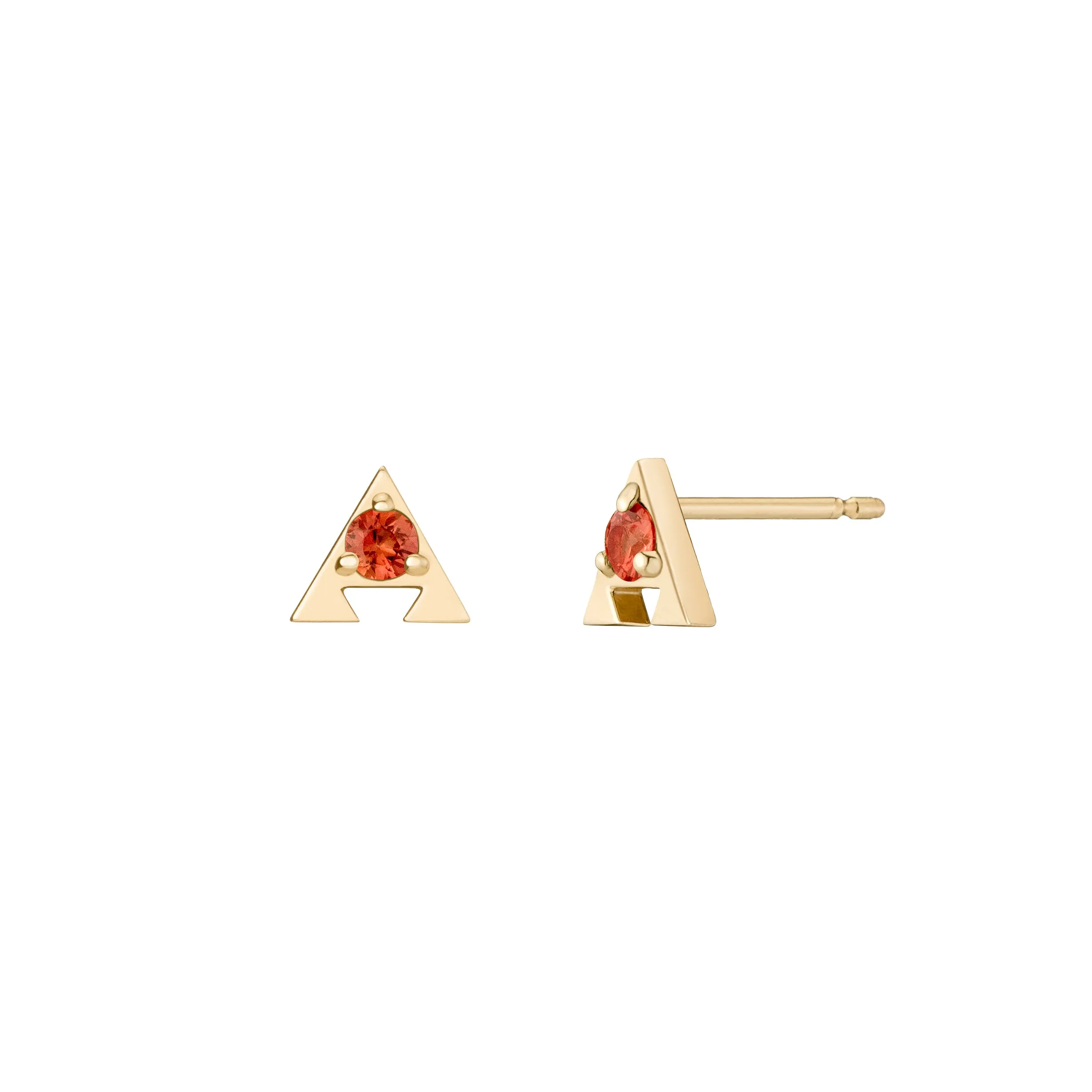 Amulet 'Muska' Studs - Blue / Orange / Gray Sapphire, Emerald, Alexandrite
